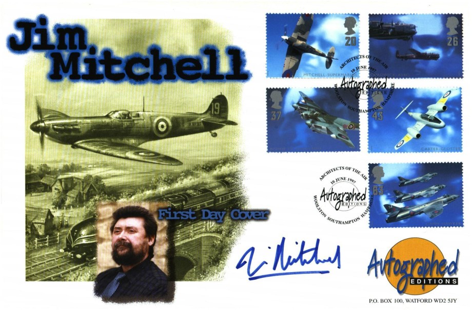 Spitfire Cover Signed Jim Mitchell Who Is An Aviation Artist And The Nephew Of The Spitfire Designer R J M Mitchell