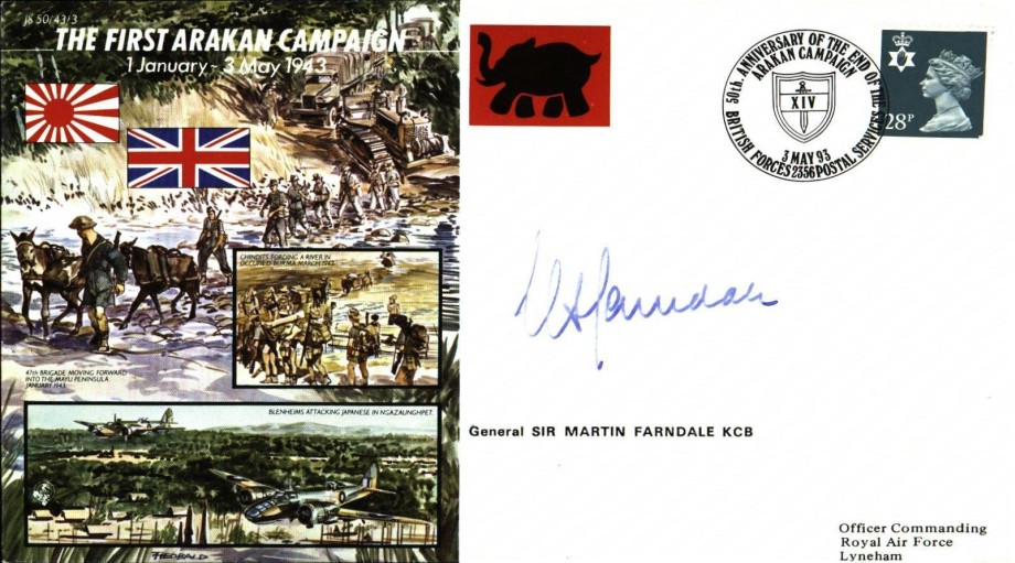 First Arakan Campaign cover Sgd Sir Martin Farndale