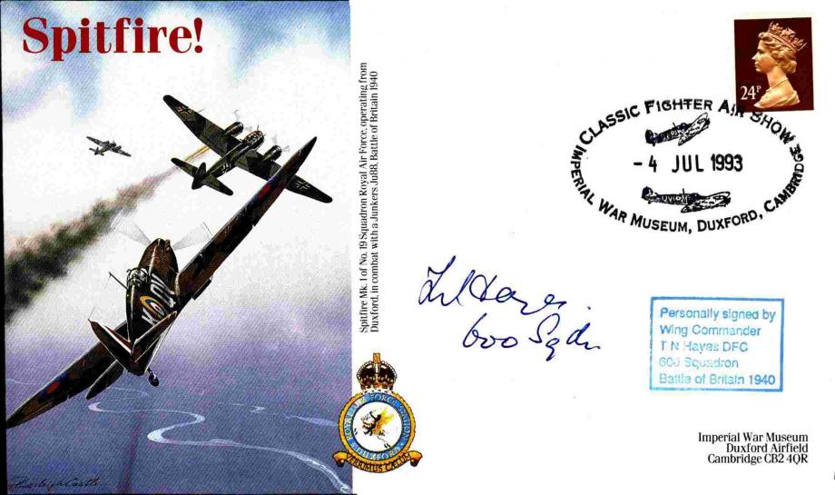 Battle Of Britain Cover Signed BoB Pilot T N Hayes