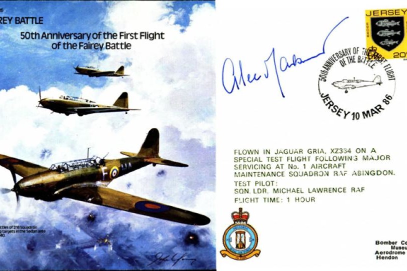 Fairey Battle cover Signed AVM Sir A Maisner