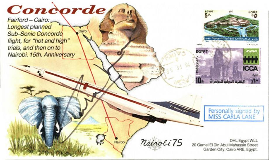 Concorde cover Fairford-Cairo Sgd Miss Carla Lane