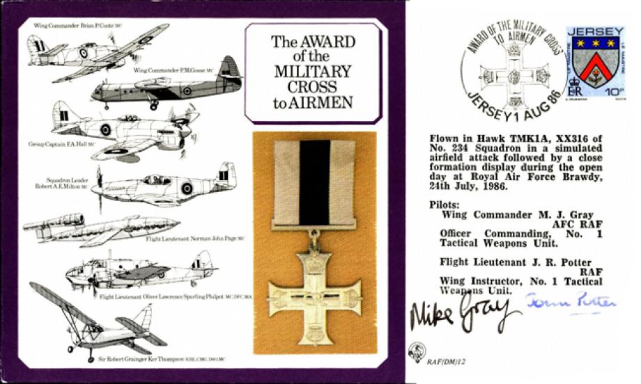 Military Cross to Airmen cover Signed Gray and Potter