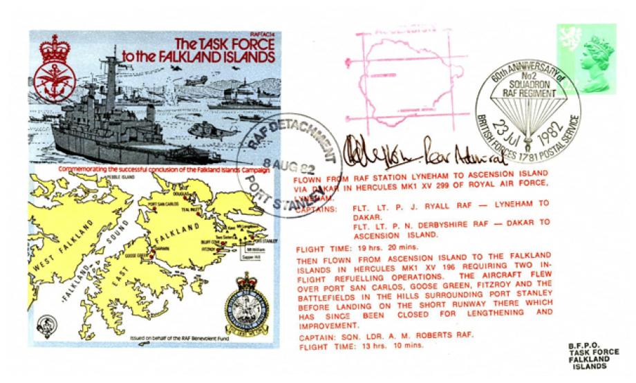 Falklands cover Sgd Hugh Edleston