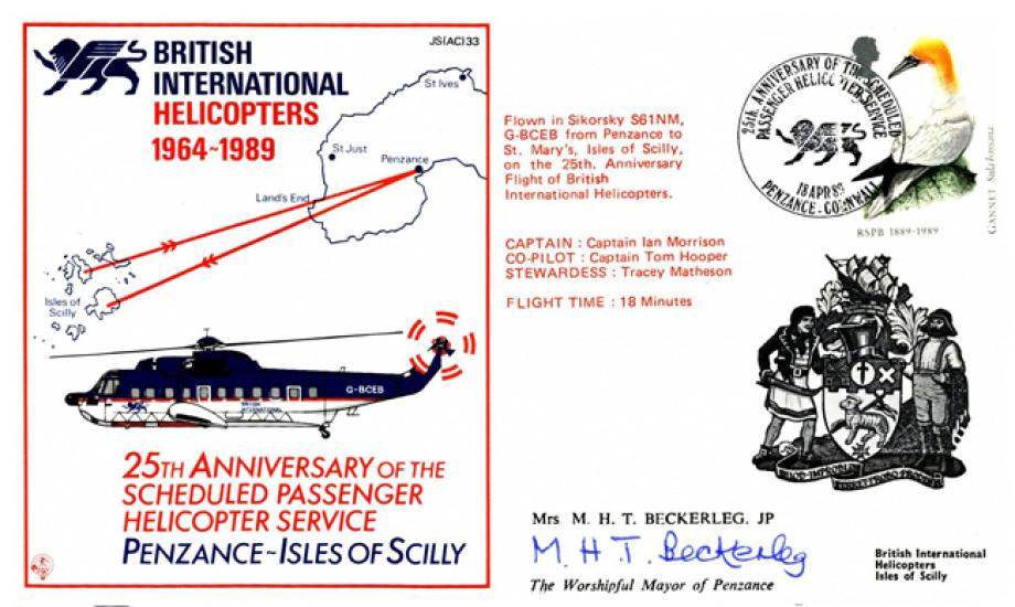 British International Helicopters Signed Mrs Beckerleg