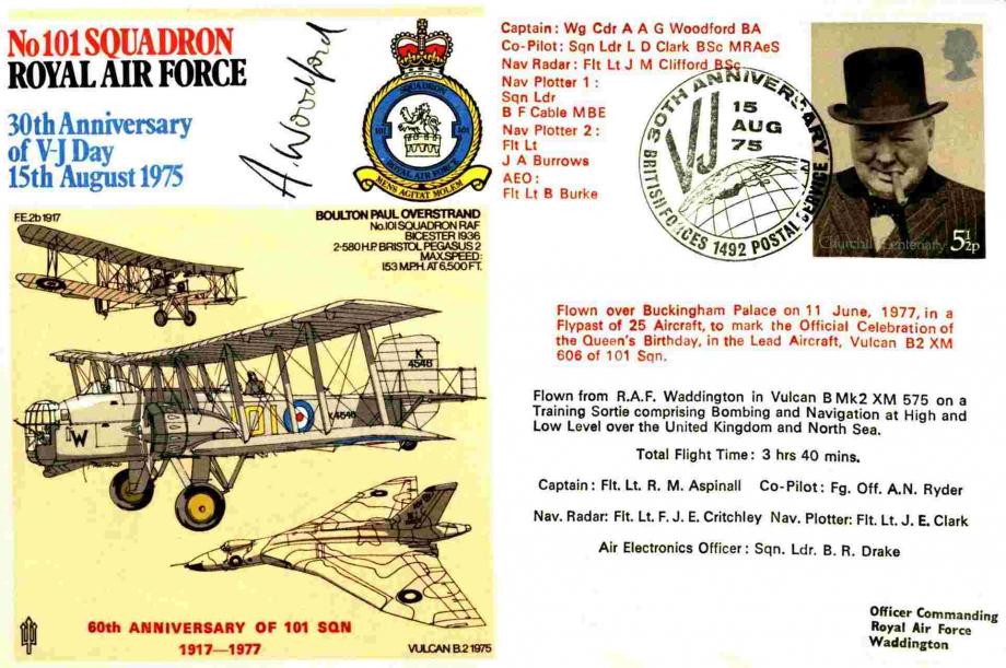 No 101 Squadron cover Signed by Captain WC A A G Woodford