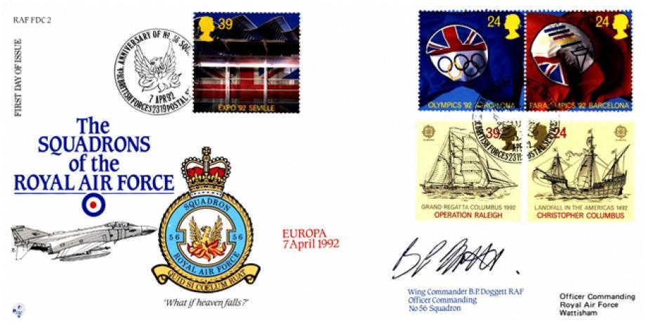 56 Squadron FDC Signed by WC B P Doggett the OC of 56 Squadron