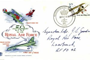 50th Anniversary of the RAF FDC Showing Sopwith Camel and English Electric Lightning