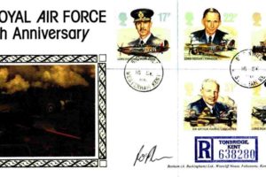 Royal Air Force 50th Anniversary FDC Signed by the pilot Sq L F J O'Flynn