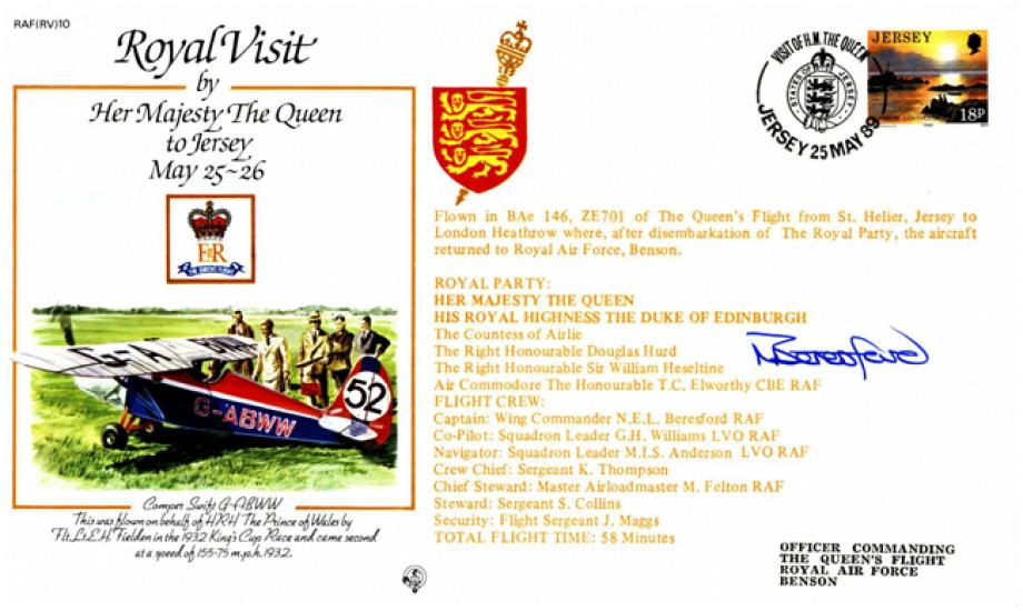 Royal Visit by The Queen to Jersey cover Signed Beresford
