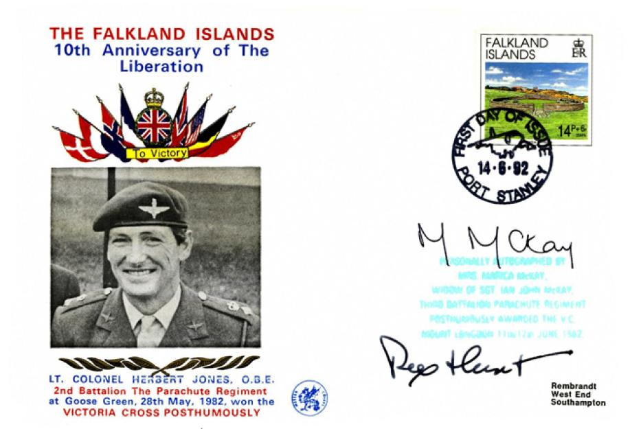 Falklands Cover Sgd. Sir Rex Hunt and Mrs McKay