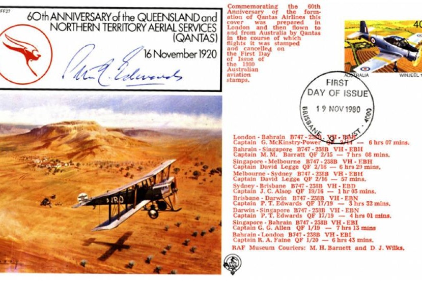 Qantas cover Sgd P T Edwards