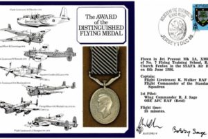 Distinguished Flying Medal cover Signed Walker and Sage