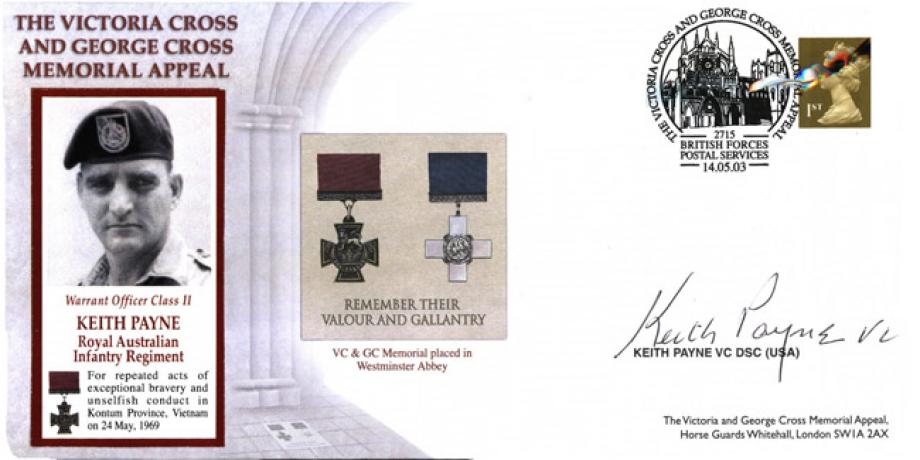 Victoria Cross cover Signed K Payne VC Vietnam