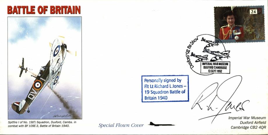 Battle of Britain cover Sgd R L Jones a BoB Pilot 19 Sq