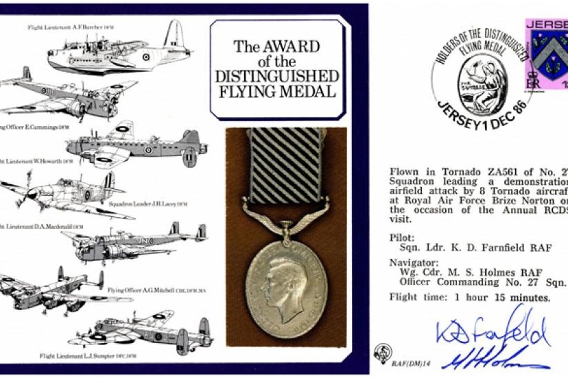 Distinguished Flying Medal cover Signed Farnfield and Holmes