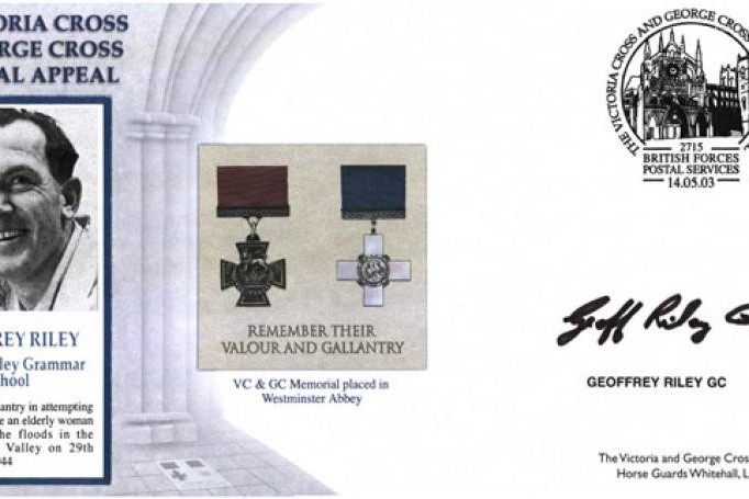 George Cross cover Signed Geoffrey Riley GC