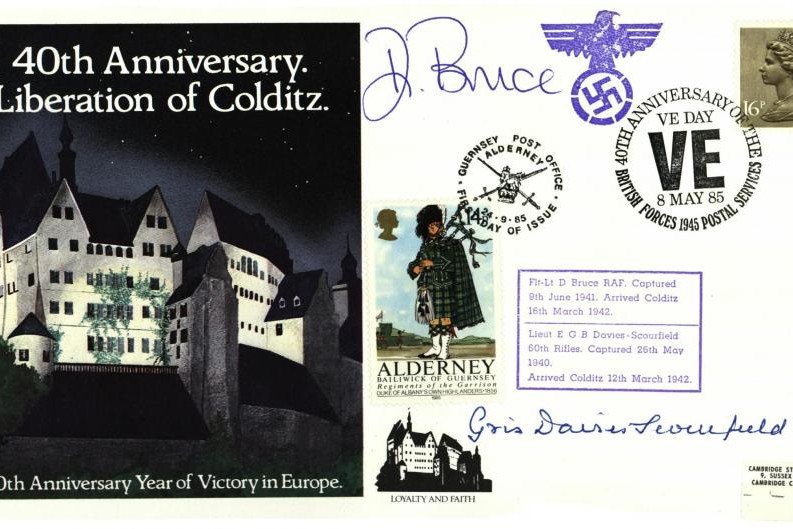 Colditz Cover Signed D Bruce And E Davies-Scourfield