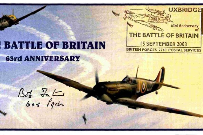 Battle of Britain cover Sgd R W Foster a BoB pilot with 605 Sq and 54 Sq