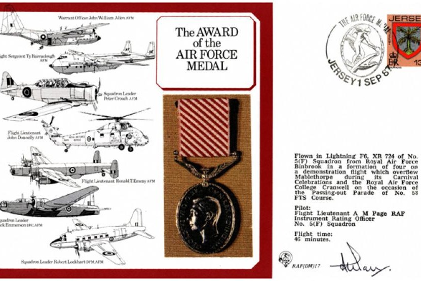Air Force Medal cover Signed A M Page