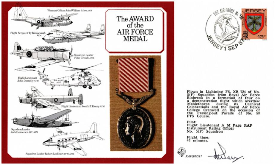 Air Force Medal cover Signed A M Page