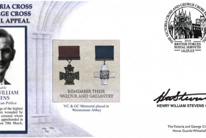 George Cross cover Signed H W Stevens GC