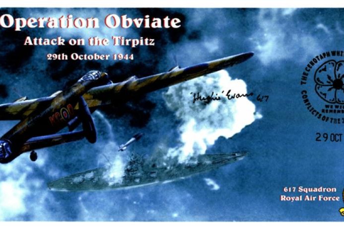 Dambusters 617 Squadron Cover Signed Hughie Evans Tirpitz