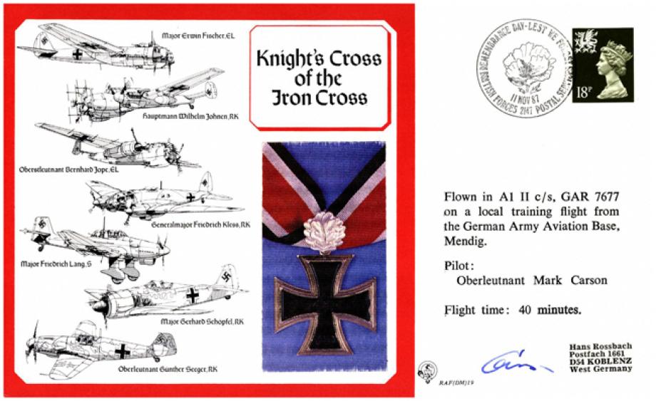 Knights Cross of the Iron Cross cover Signed Mark Carson