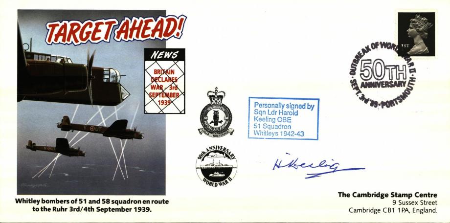 Whitley cover Signed Harold Keeling of 51 Squadron