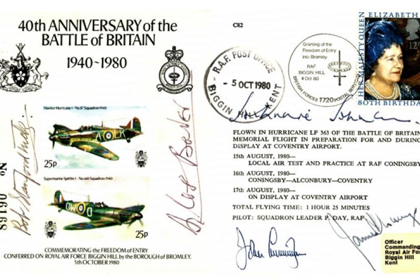Battle of Britain 40th Anniversary 1980 Cover Signed 5 WW2 Heroes