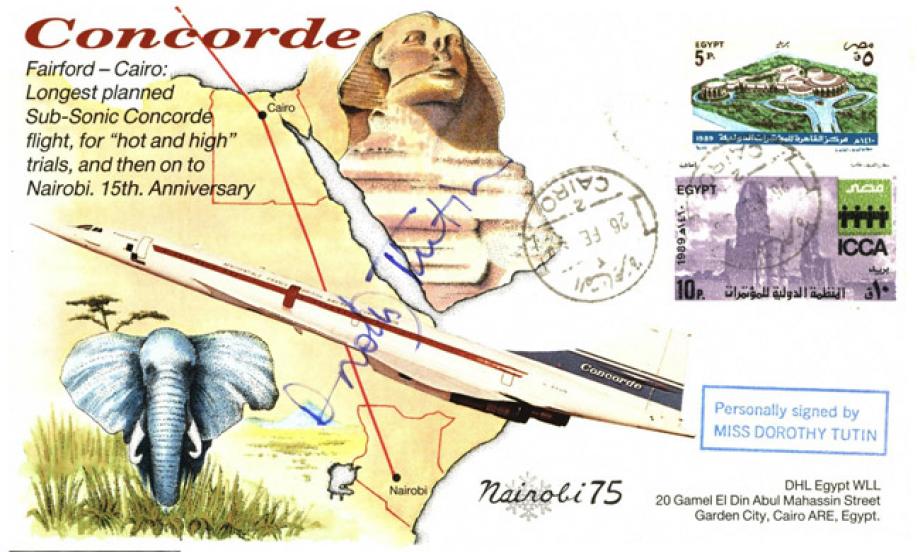 Concorde cover Fairford-Cairo Sgd Miss Dorothy Tutin