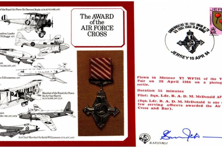 Air Force Cross cover. Signed B A D M McDonald 