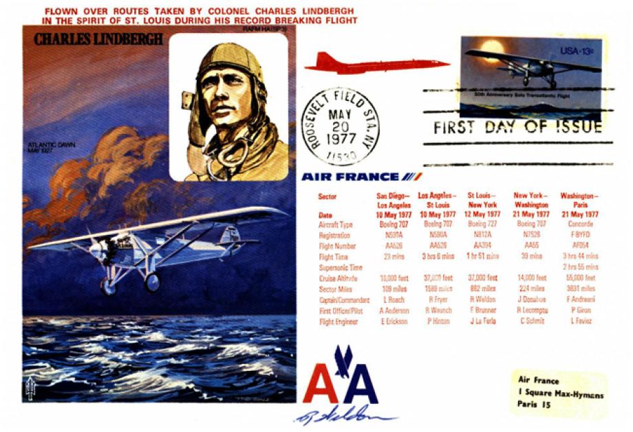 Charles Lindbergh cover Sgd R weldon