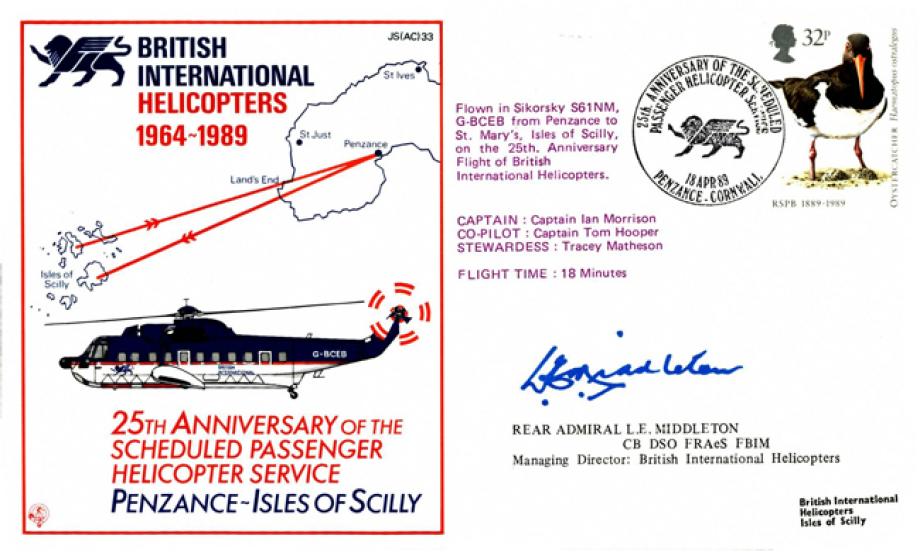 British International Helicopters Signed L E Middleton