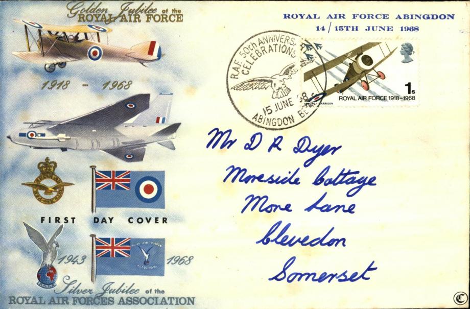 Golden Jubilee of the Royal Air Force cover Not a First Day Cover  Abingdon postmark