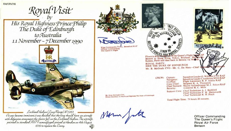 Royal Visit by The Duke of Edinburgh to Australia cover Signed