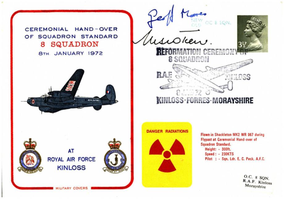 Reformation of 8 Squadron cover Sgd new and old CO of 8 Sq