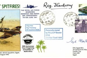 Desert Spitfires Cover Signed By S P Moston Of 235 Squadron Tripoli 1943 And Reg Thackeray Of 40 Squadron