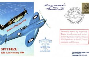 Spitfire Cover Signed By The Spitfire Pilot And Broadcaster Raymond Baxter Of 65 Squadron 93 Squadron And 602 Squadron