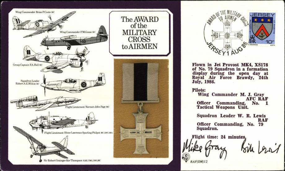 Military Cross to Airmen cover Signed Gray and Lewis