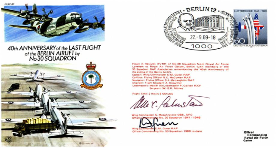 40th Anniversary of the Berlin Airlift cover Signed D M Guest