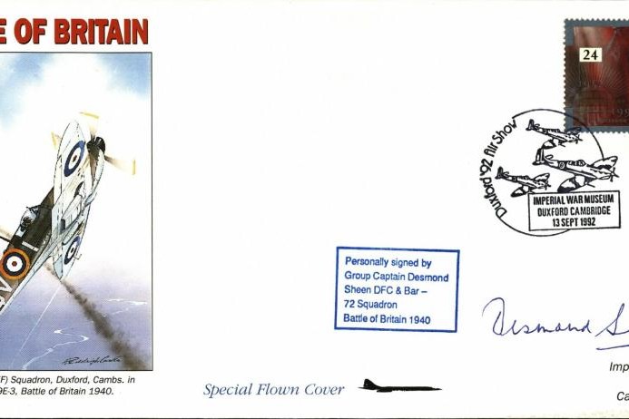 Battle of Britain cover Sgd Desmond Sheen a BoB Pilot 72 Sq