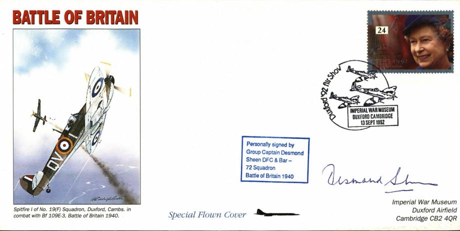 Battle of Britain cover Sgd Desmond Sheen a BoB Pilot 72 Sq