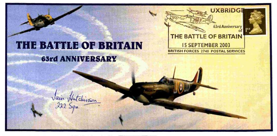 Battle of Britain cover Sgd I Hutchinson a BoB Pilot 222 Sq and 236 Squadron