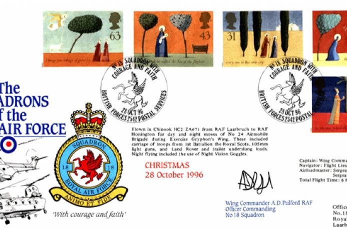 18 Squadron FDC Signed by WC A D Pulford the OC 18 Squadron