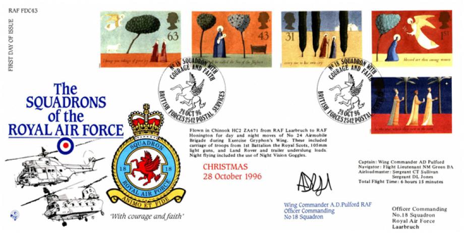 18 Squadron FDC Signed by WC A D Pulford the OC 18 Squadron