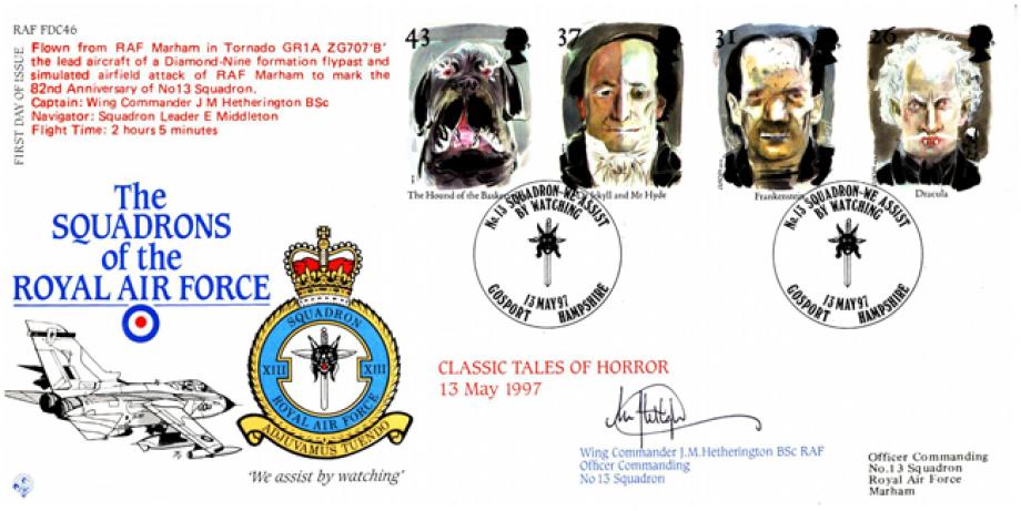 X111 Squadron FDC Signed and flown by WC J M Hetherington the OC of 13 Squadron