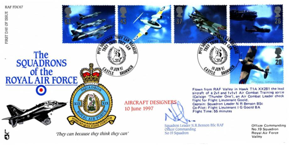 X1X Squadron FDC Signed and flown by Sq L N R Benson the OC of 19 Squadron