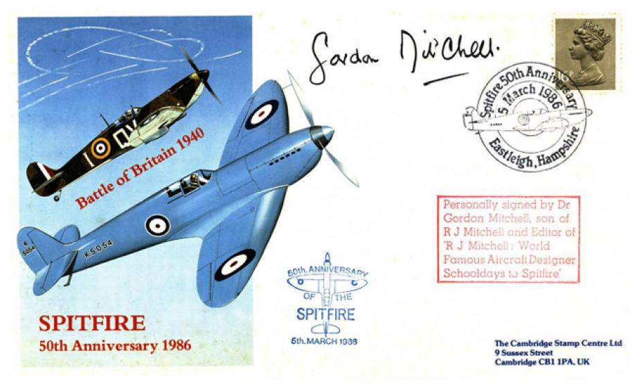 Spitfire Cover Signed By Dr Gordon Mitchell The Son Of R J Mitchell