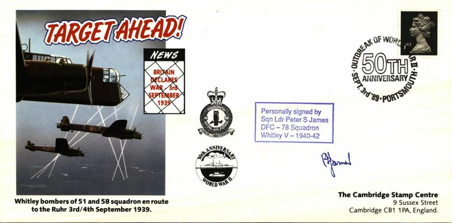 Whitley cover Signed P S James of 78 Squadron