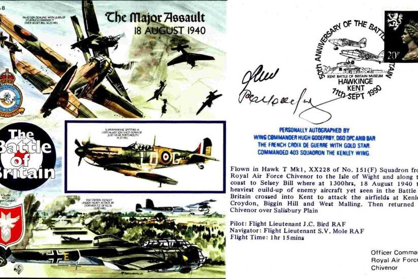 The Major Assault. 18 August 1940 Cover Signed H Godefroy